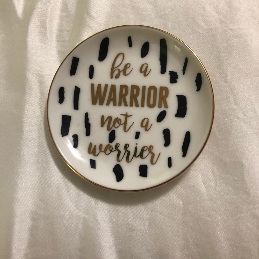 Charming Charlie White & Gold Round Trinket Dish